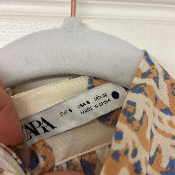 Zara Sundress Beige Pink Size Small Paisley Rope Belt Short Summer Spring - Picture 6 of 9